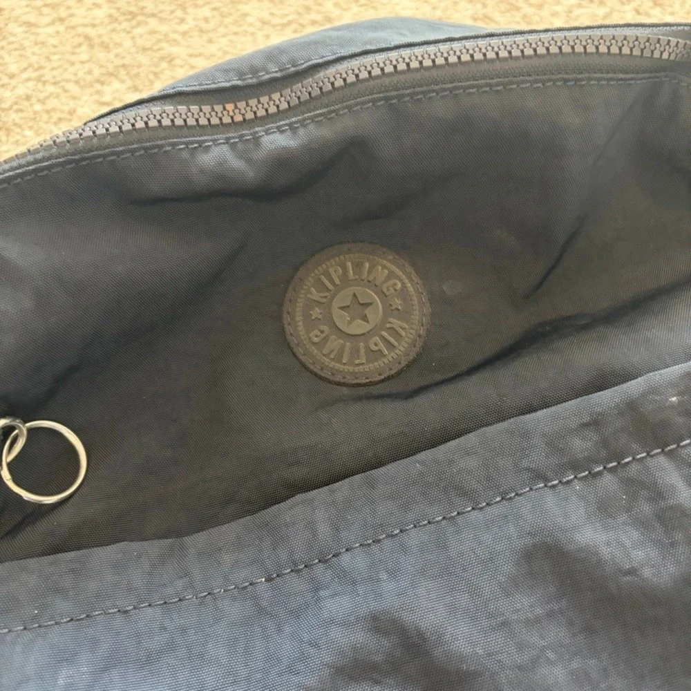 Kipling Small Backpack Navy Blue Crinkle Nylon Lightweight Travel Bag